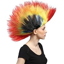Perruque Iroquois Mohawk Punk WIG ME UP - Vert Blanc Rouge Italie Footeux Carnaval