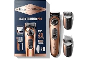 KING C. GILLETTE King C.Gillette Tondeuse A Barbe Electrique Homme PRO Avec Molette De Précision Pour 40 Réglages De Longueur, Lames De Longue Durée, Autonomie 80 minutes