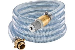 POPPSTAR Manguera aspiración 1" 4m, diám. int./ext. 25/33mm, grosor pared 4mm, incl. cesta aspiración inox con válvula retención, tuerca unión 1 1/4" (41,9mm) diám. int. y reductor diám. ext. 1" (33,3mm)