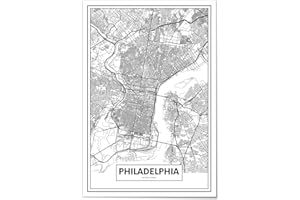 Panorama plakat mapa filadelfia 20 x 30 cm - nadruk na plakacie - vintage plakaty sztuka ścienna - czarno-białe obrazy - plakat mapa miasta dekoracja - druk artystyczny współczesny na ściany