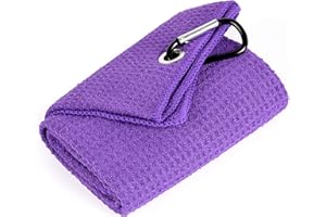 Mile High Life Golf Towel | Tri-fold Waffle Towels | Premium Microfiber Fabric | wiith Heavy Duty Carabiner Clip