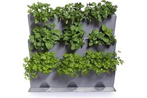 minigarden 1 Juego Vertical para 9 Plantas, Jardín Vertical Modular y Extensible, Colocar en el Suelo o Colgar en la Pared, Mecanismo de Drenaje Innovador, Largo Ciclo de Vida (Gris)