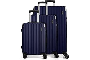 FLIEE Suitcase Set |4 Silent Dual Spinner Wheels |Lightweight Hard Shell Suitcases | TSA 3 Digit Combination Lock | Aluminium Telescopic Handle (Blue, 3 Piece Full Set)