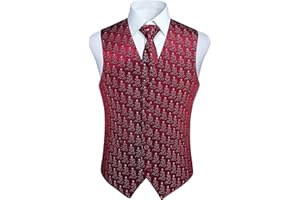 Enlision Gilet pour Hommes Fete de Noel Joyeux Pere Noel Gilets de Noel Cravate Mouchoir Gilet Ensemble de Costume