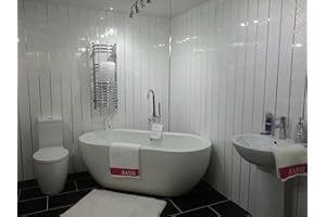 BCS PANELS 10 White Sparkle Chrome Strip Diamond Effect PVC Bathroom Cladding Shower Wall Panels