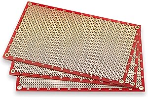 JUNKER TECHNOLOGIES PROTOPATCH® Premium Perforated Grid Board (Pack of 3) | Perforated Board | PCB Board | Prototype PCB Board | Euro Board | 160 x 100 mm | Double Sided | Round Pads | Red | PTH | 2.54 mm