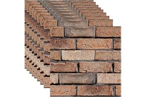 BIONSUIKIM 3D Wall Panels, 10 Pack PVC Brick Stone Wall Panel Self Adhesive for Interior Wall Decor, 3D Wallpaper Waterproof for Bedroom Home Kitchen,Living Room,Office Decoration 11.81 * 11.81inch (Brown Stone)