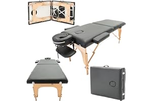 MASSAGE IMPERIAL® Charbury Table De Massage Extra-Large - Largeur 70cm - Lit De Massage À 2 Sections - Panneau D'extrémité Reiki Et Sac De Transport - 13 Kg - Noir