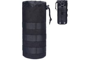 Azarxis Sac de Bouteille d'eau Tactique Poche Porte Gourde Molle Pochette Porte Bouteille Militaire pour Randonnée Camping Trekking Voyage (Noir)