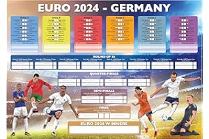 ABSOLUTELY YOURS A3 Doppelpack - EURO 24 Wandkarten 2024 Deutschland Enthält Details zu jedem Spiel mit Leerzeichen für richtige Ergebnisse und Teamfortschritt durch Runden bis zum Finale