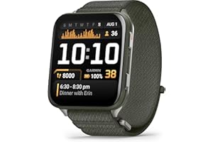 Garmin Venu X1 51mm GPS smartwatch, Large 2" AMOLED display, LED flashlight, Lightweight, Ultra thin 8mm watch case, 100 pre loaded Sports Apps, Up to 8 days battery life, ComfortFit nylon band, Moss