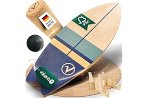 valuents Balance Board aus Holz in Surfboard Form inkl. Rolle für Neuromuscular Response Training +Plus: Halterung