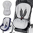 Orzbow Universal Baby Pushchair Seat Liners,Warm Pram Liner with Extra Padding,Soft Stroller Cushion Pad with Air Mesh,75x46cm,Fits Most Baby Strollers,Car Seats and High Chairs etc. (Grey)