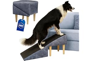 OUTENTIN Siège & Escalier pour Chien Antidérapant 2 en 1 – Rampe et Marches pour Chiens & Chats Âgés – Marche ou Fauteuil – Mobilier Pliable et Esthétique pour Intérieur - 36 cm de Hauteur, Graphite