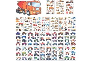 GEEHUA 20 Hojas Tatuaje de Vehículos para Niños, Vehículo Todoterreno Camión Tatuajes Falsos Temporales Accesorios para Fiestas de Cumpleaños Excavadora Tatuaje Temporal para niños y niños