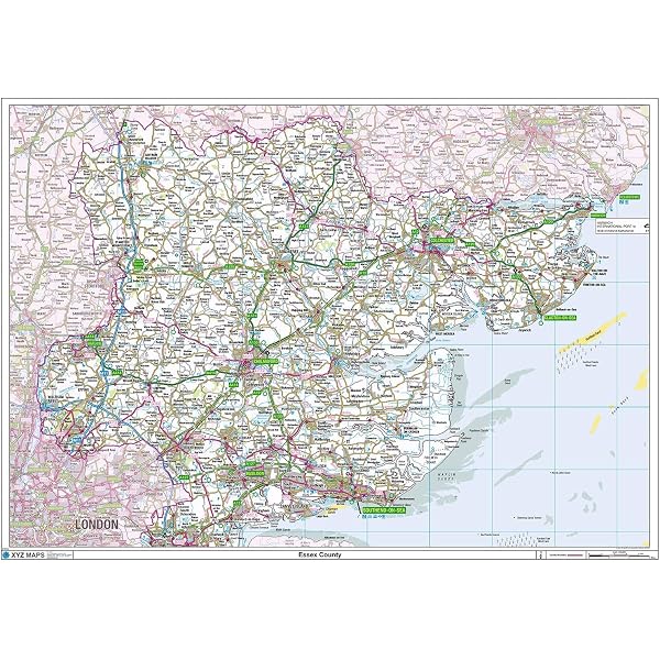 Essex - UK County Map Paper Laminated - 90 x 111 cm : Amazon.co.uk