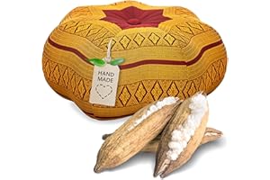 ‎LIVASIA Livasia Meditationskissen Stern groß, Yogakissen mit Kapok, Pouf, Bodenkissen sternförmig Yoga Zen Meditation, Zafukissen Garten Balkon, Sitzkissen handgefertigt Ø 40x20cm