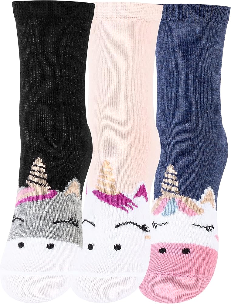 3'lü Unicorn Motifli Kız Çocuk Çorapları - Renkli ve Dayanıklı Tasarım,