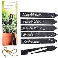 Selldorado® 6X Schiefer Pflanzenschilder/Pflanzenstecker mit Kreide - Tafeln für Kräutergarten beschreibbar 15 x 2,5 cm…