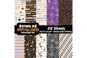 Morcheiong Lot de 55 feuilles de papier décoratif double face pour la fabrication de cartes, le scrapbooking, l'album photo, 10 motifs (violet, 21 x 28,5 cm)