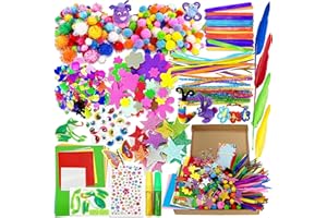 Lubibi Bastelkoffer Kinder, DIY Basteln Bastelkoffer, Bastelmaterial Set mit Pfeifenreiniger Pompons Kulleraugen Bastelmaterial Scrapbooking,Kreativ Bastelzubehör für Mädchen Jungen 2-8 Jahre Geschenk