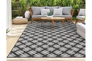 HomeArt Outdoor Rugs | Easy-Cleaning Indoor & Outdoor Area Rugs for Porch, Deck, Balcony, Garden, Picnic, Kitchen, Hallway | UV & Weather-Resistant Large Patio Rug Mats | Anthracite Cream 160 x 230 cm