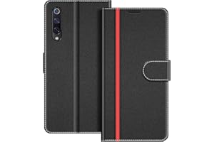COODIO Funda para Xiaomi Mi 9 Se, Magnético Funda con Tapa para Xiaomi Mi 9 Se, Negro/Rojo