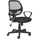Office Essentials Mesh Chair for Home With Arms, Small Swivel Chair, Black