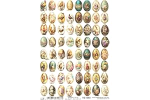 Josys Bastelmärchen Reispapier A4 Strohseide Decoupage Ostern Osterhase Eier Blumen Gold RE1968