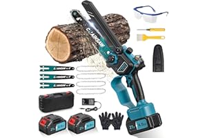 VIWKO Mini Motosega a Batteria 8000mAh, Brushless Motosega Elettrica 6 Pollici 1000W Compatibile con Batterie Makita, Sega a Batteria per Potatura con Pompetta Olio per il Taglio Del Legno e Giardini