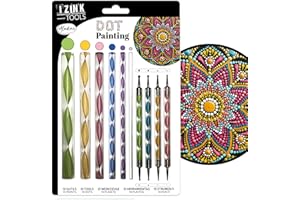 Aladine 80811 - Kit de herramientas de pintura de punto (10 herramientas y 14 puntas, para mandalas, pintura sobre guijarro, madera, tejidos, lienzos, puntos, pintura para manualidades