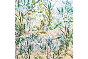 FINNEZ Pellicola per Finestra - Anti UV Effetto Arcobaleno Elettrostatica per Vetri, Non Aderente, Pellicola Adesiva per Vetri, Decorativo per Casa Ufficio Camera da Letto Cucina, 44,5 x 200 CM Verde