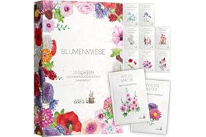 GENTLE NORTH Blumen Samen Set - 10 bunte Blumensamen Sorten für den Garten oder Balkon, die Bienenweide und Wildblumenwiese - Blumenwiese Samen - bunte Wildblumensamen Mischung