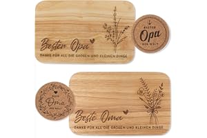 kupi Geschenkset Oma und Opa Geschenke für Großeltern | Brettchen Oma und Opa Frühstücksbrettchen mit Gravur | Geschenk Holzbrettchen Set