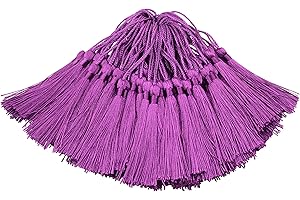 MAKHRY 100pcs 13cm / 5 Pulgadas Seda Sedosa Marcador Borlas con 2-pulgadas Cord Loop y Pequeño Nudo Chino Para la Fabricación de Joyas, Recuerdo, Marcapáginas, Accesorio del Arte de DIY (Berenjena)