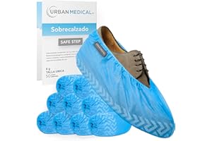 URBAN MEDICAL 50x Cubrezapatos transpirables desechables/reutilizables de 6 g cada uno con suela antideslizante - SAFE STEP - Resistente al desgarro y la abrasión - Indoor y Outdoor - Talla Única