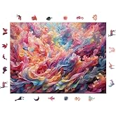 WePuzzleUp Ahşap Puzzle Yetişkin - Renk Fırtınası - 450 Par&ccedil;a, 29 x 39 cm - Yapıştırıcı Folyo Dahil - Benzersiz Şekilli Par&ccedil;a