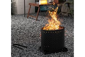 Kingson Cesta de pellets para chimenea y estufa - Bandeja de fuego multifunción para pellets de madera, virutas y carbón - Quemador de acero con ceniceros, placa base y pinzas - 24 x 17 x 22 cm