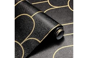 CiCiwind papel pintado autoadhesivo, color negro y dorado, 44 x 300 cm, papel pintado extraíble, resistente al agua, revestimiento de pared de vinilo para salón, dormitorio, decoración