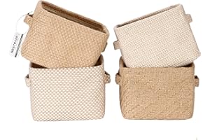 Sea Team Kosz do przechowywania jutowy o pojemności 4,5 l, kwadratowe pudełko z podwójnymi uchwytami, stół i pokój, ekspert, do przechowywania małych przedmiotów, 20 x 16 x 15 cm