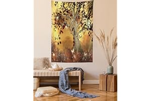 ABAKUHAUS Arbre Tapisserie, Arbre Terreux Teintes, Décoration murale en tissu pour chambre à coucher salon dortoir, 140 x 230 cm, Bernstein