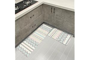 HZVRTN Alfombras de Cocina Antideslizantes Suelo, 2 Unidades, Alfombras Antideslizante, Lavables con Adhesivo Chiebeaufkleber, Confort, Juego de Alfombra para Cocina, a Prueba de Polvo (Verde)