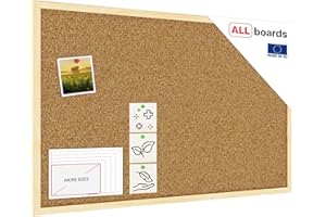 ALLboards Tableau en Liège avec Cadre en Bois 80x50cm, Tableau d'Affichage Liège, Tableau pour Épingles