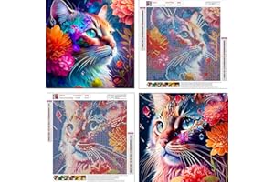 QIUQI 5D Diamond Painting Kit Completo Gatta,2 Pezzi Pittura Diamante Kit per Adulti Bambini,Diamond Painting by Numbers per Decorazione MMurale, Regalo di Compleanno (30CM*30CM)