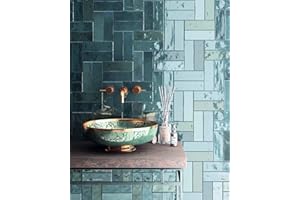 Atlas Ceramics - Porcelain Gloss Tile - Versatile Laying Options - Bathroom & Shower Wall - Kitchen or Bathroom Splashback - Traditional Art - Nolita Marine 2.5 in X 7.8 in