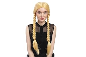 WIG ME UP - 90958-ZA88C Perruque Mesdames Carnaval, Deux Tresses, Blond doré, Maid médiévale Lolita 60 cm