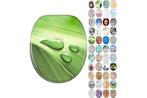 Sanilo Sedile WC con chiusura ammortizzata, grande scelta di belli coprwater da legno robusto e di alta qualità (Foglia verde)