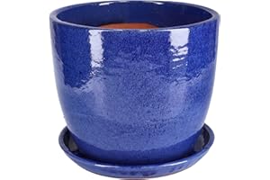 KOTARBAU® Pot de fleurs de jardin en céramique émaillée avec bac d'égouttement Ø 31 cm