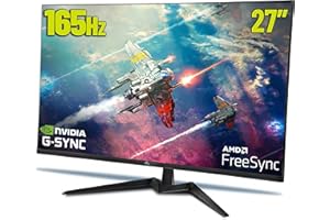 YEYIAN Ecran Plat Esports Gamer 27" FullHD VA | 16:9 | 1920×1080 | 165 Hz | Réponse 1 ms | Adaptative Sync NVIDIA G-Sync AMD FreeSync | VESA | DisplayPort HDMI