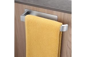 ALOCEO Porta Asciugamani Bagno Adesivo, Portasciugamani da Parete in Acciaio Inox, Argento 24 cm